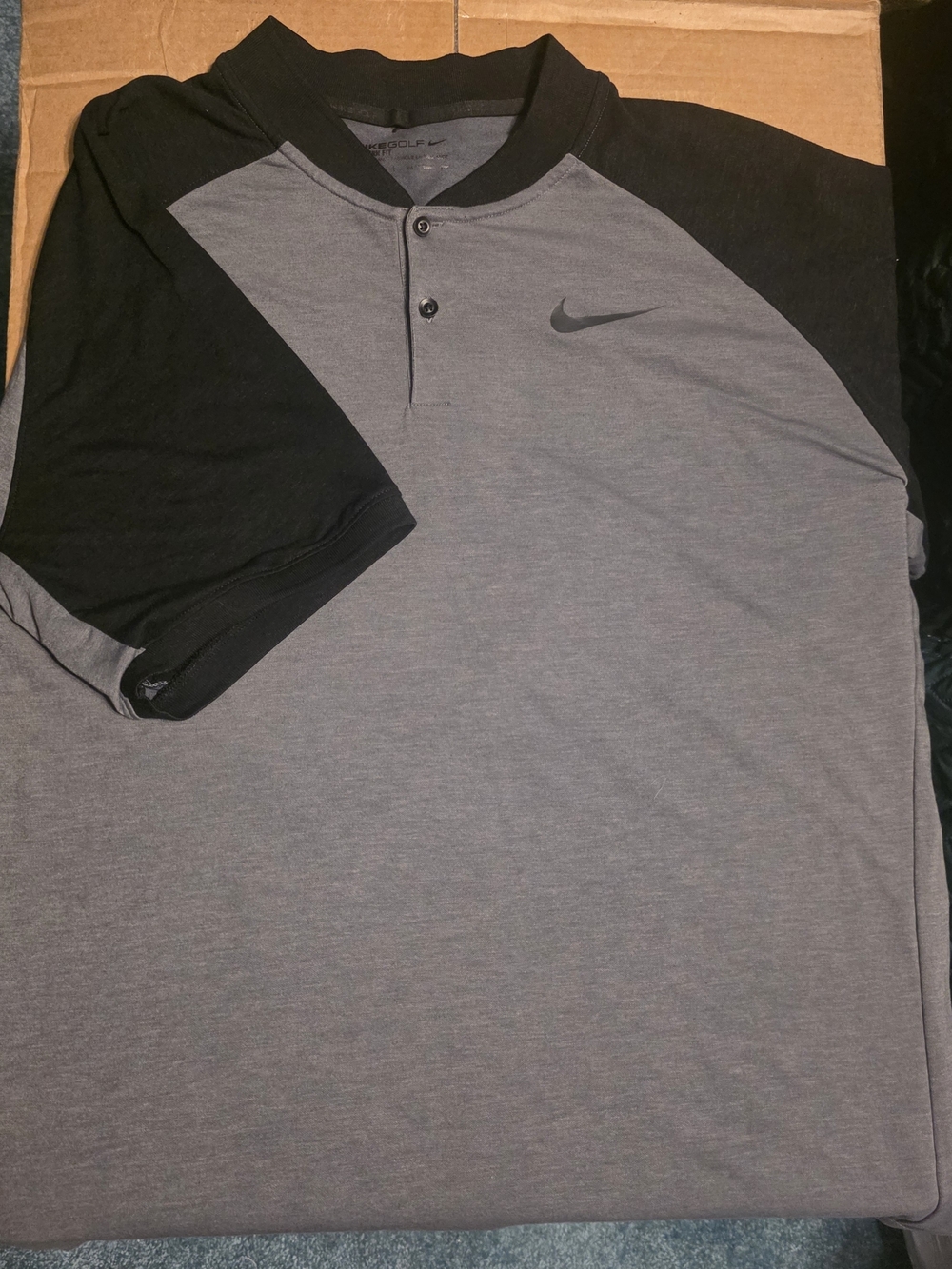 Nike Men’s Short-Sleeve Henley Polo - Gray and Black